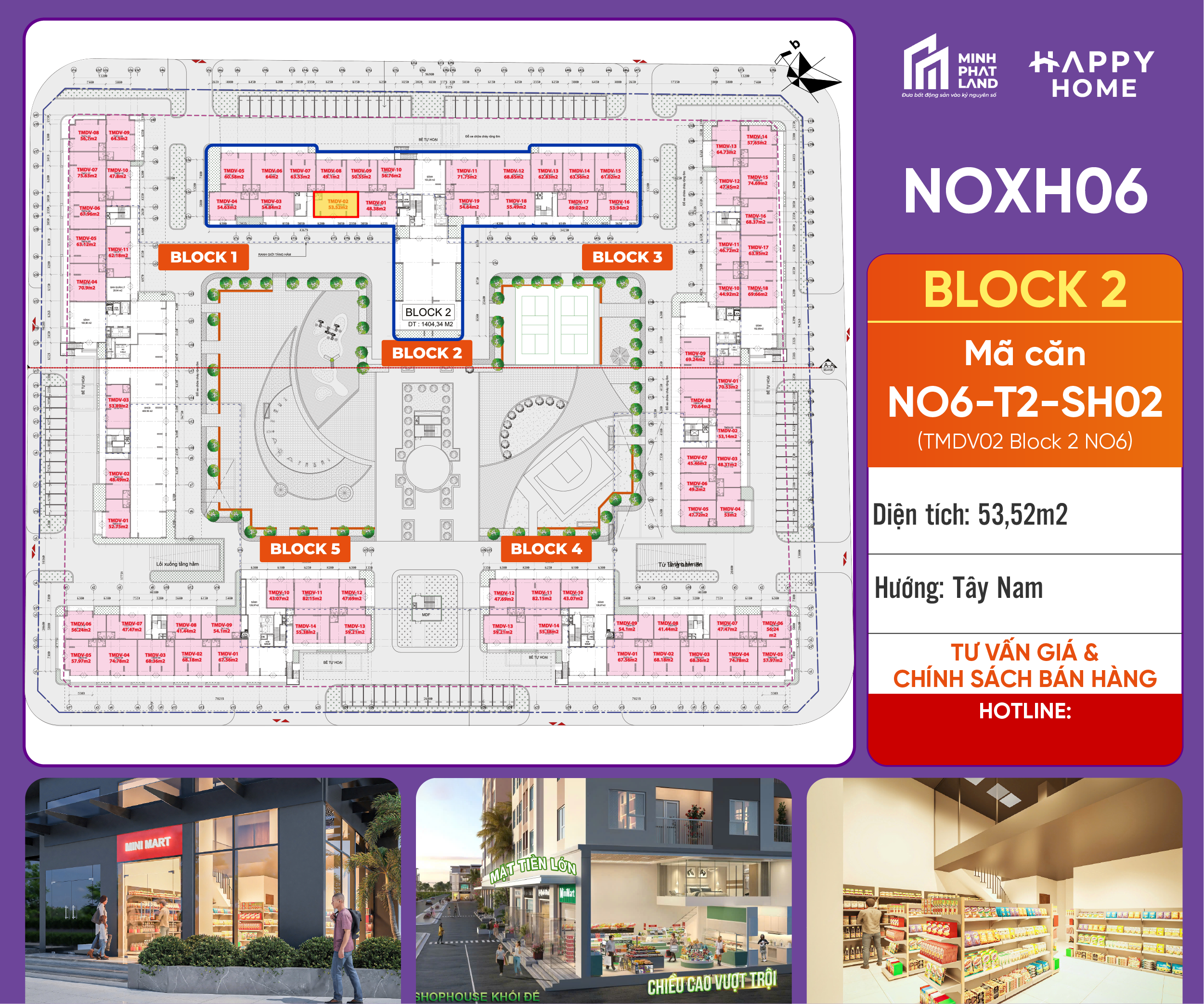 [Giá Tốt] Bán Shophouse NO6-T2-SH01 Block 2 - Diện tích 48m² - View Nội Khu.