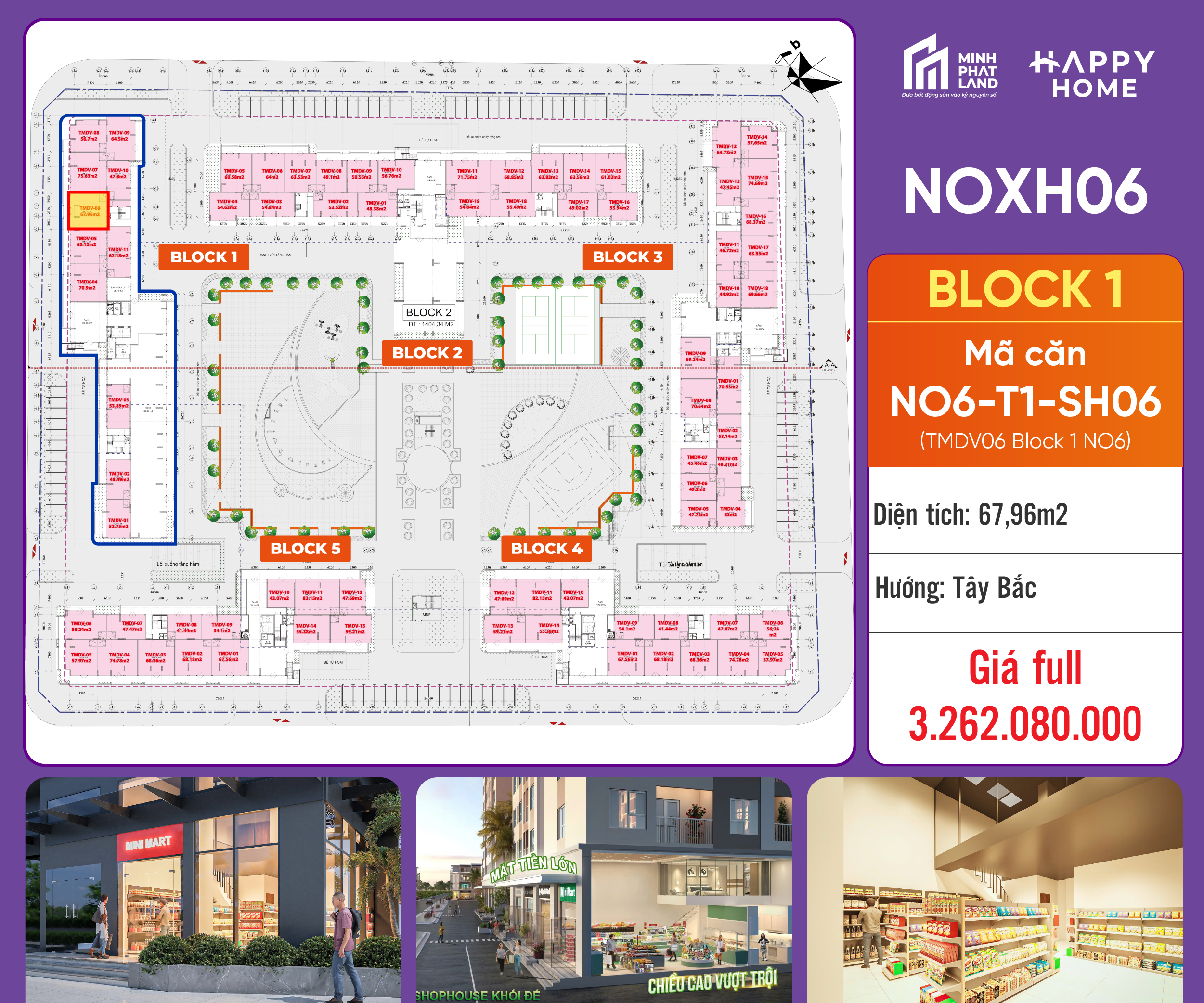 [Chính Chủ] Bán Căn NO6-T1-SH06 Block 1 – 67,96 m  2