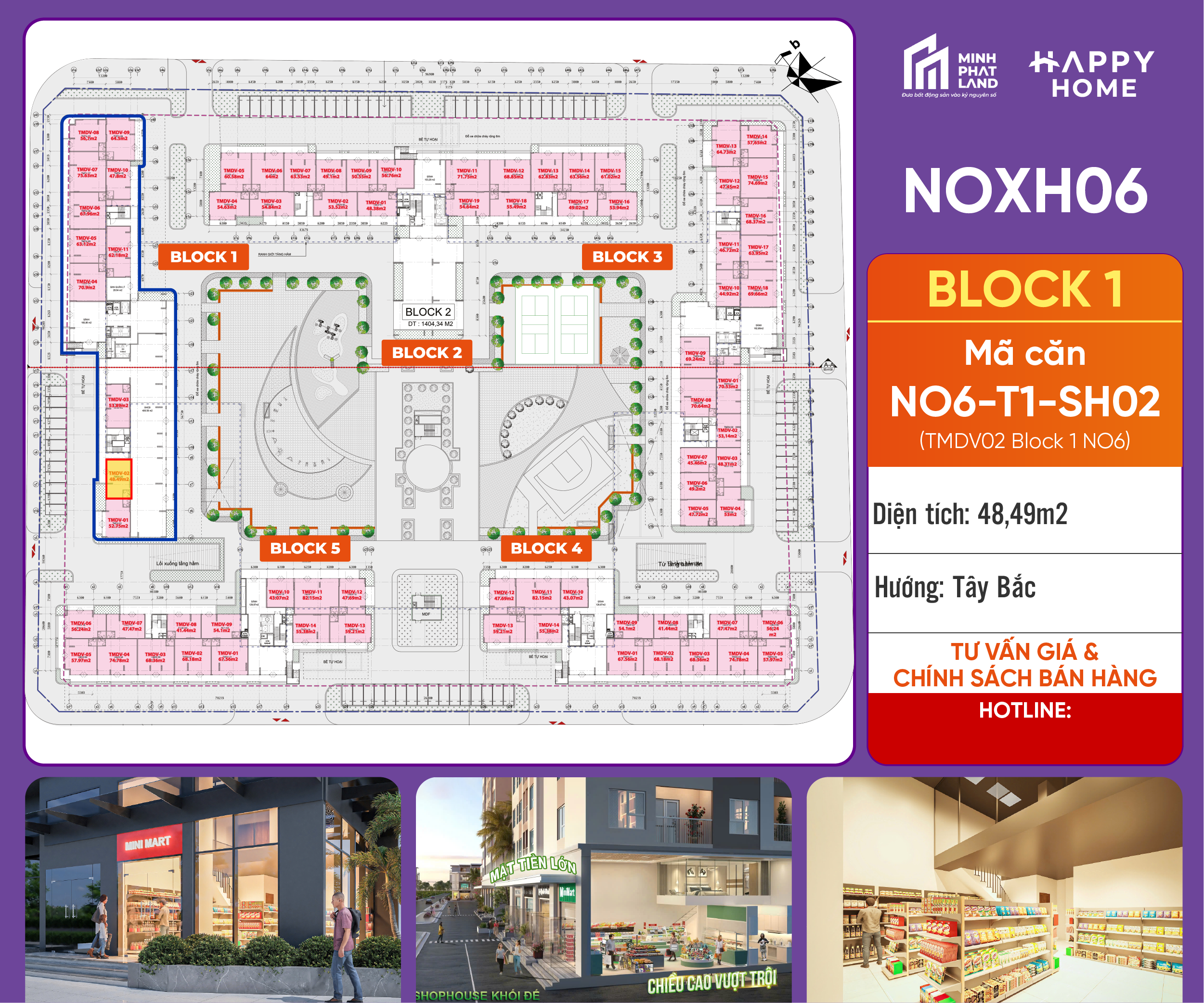 [Giá Cực Tốt] Bán Căn NO6-T1-SH02 Block 1 – 48,49 m2