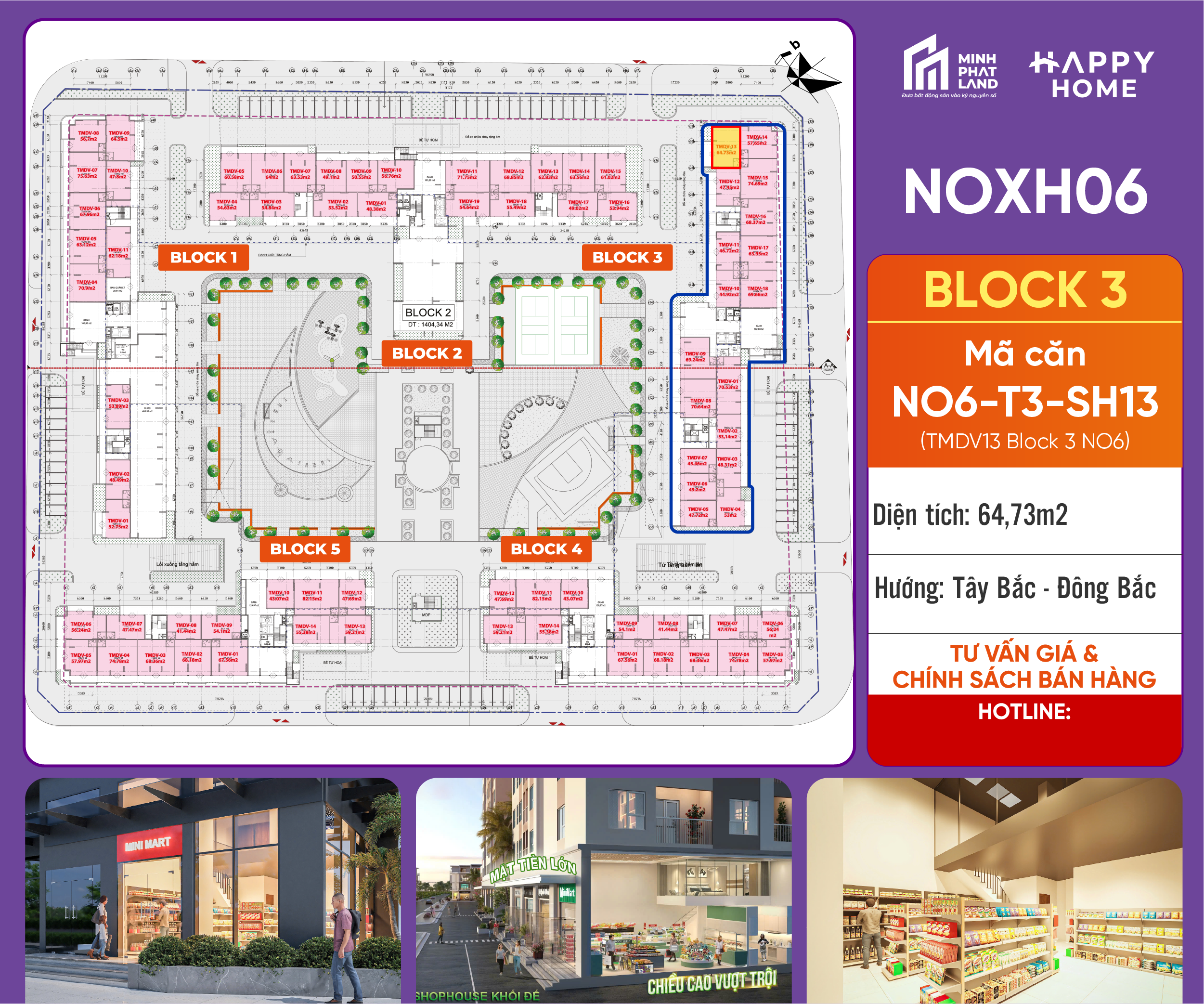 [Căn Góc 2 Mặt Tiền] Bán Căn NO6-T3-SH13 Block 3 – 64,73 m2