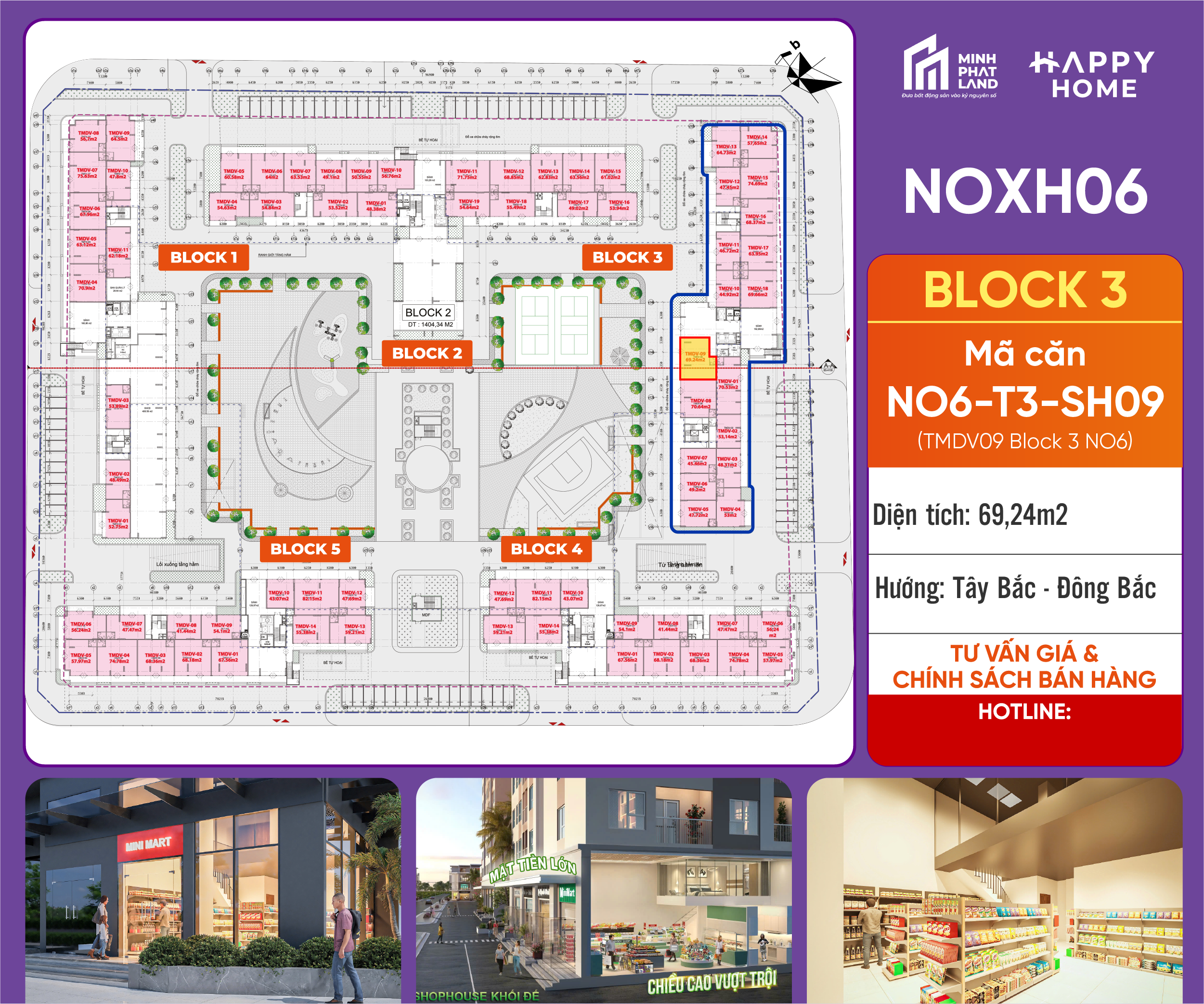 [Căn Góc Đẳng Cấp] Bán Căn NO6-T3-SH09 Block 3 – 69,24 m2