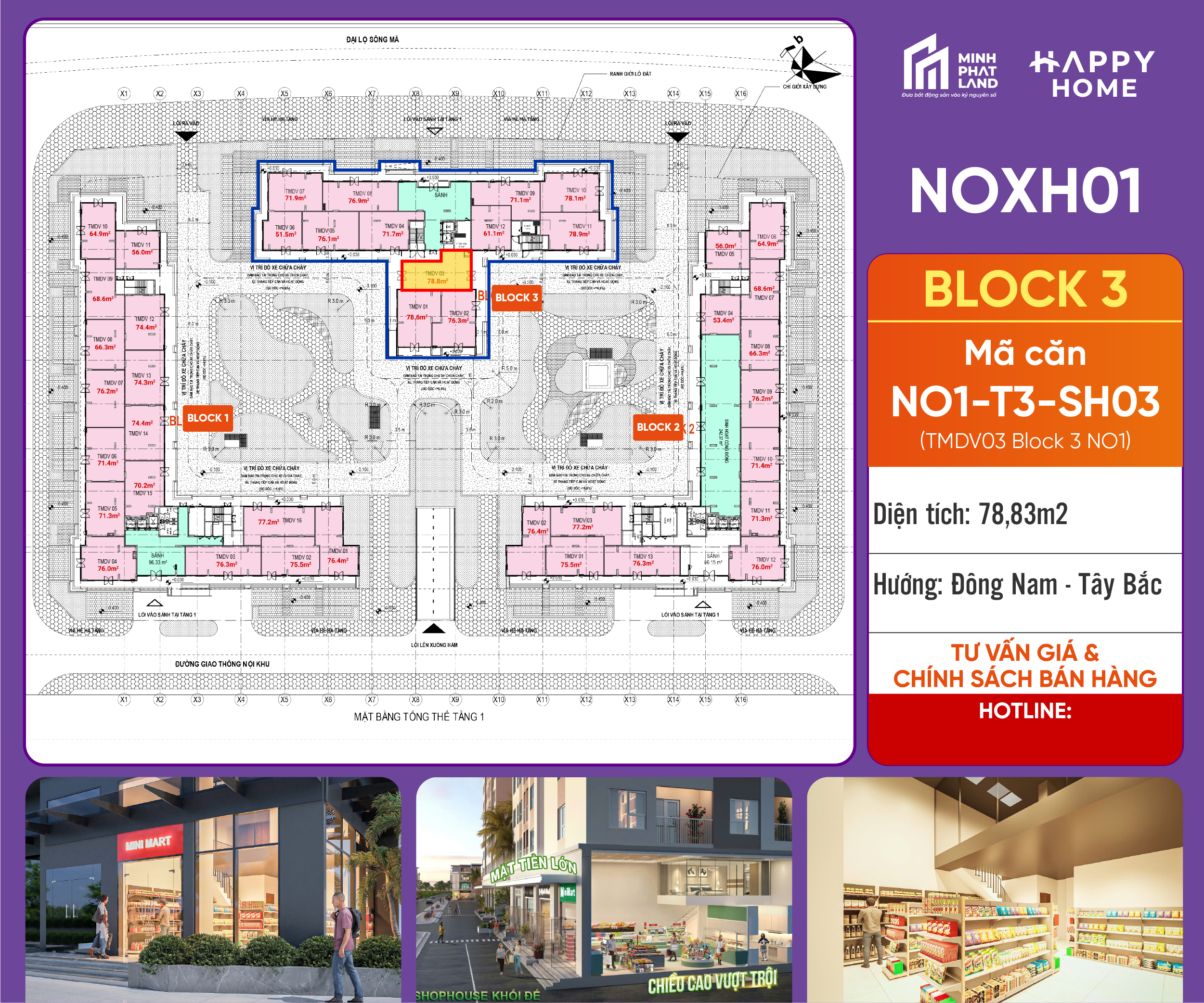 [Căn Góc Hiếm] Bán Căn NO1-T3-SH03 Block 3 – 78,83 m2