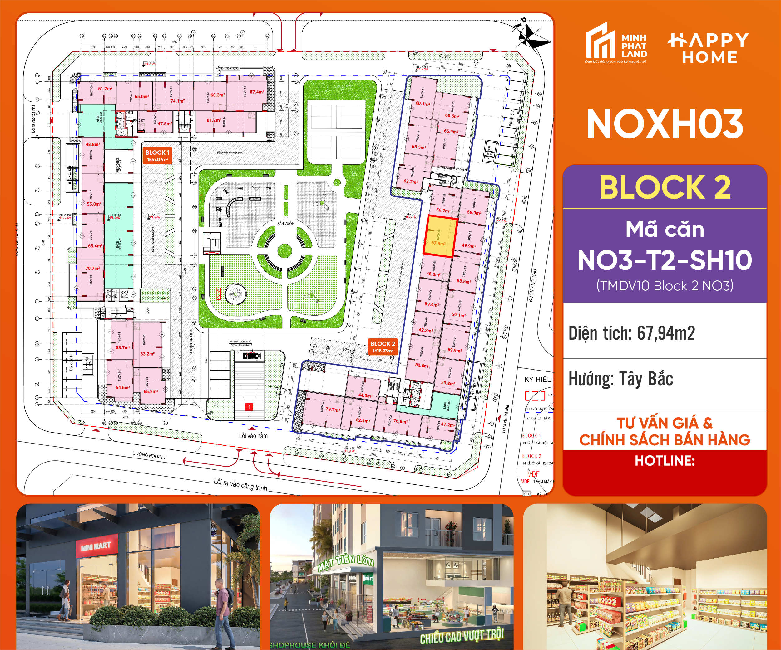 [Giá Cực Tốt] Bán Căn NO3-T2-SH10 Block 2 – 67,94 m  2